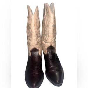 Coconuts Gaucho Women’s Faux Leather Desperado Dark Brown Cream Boots Size 7.5